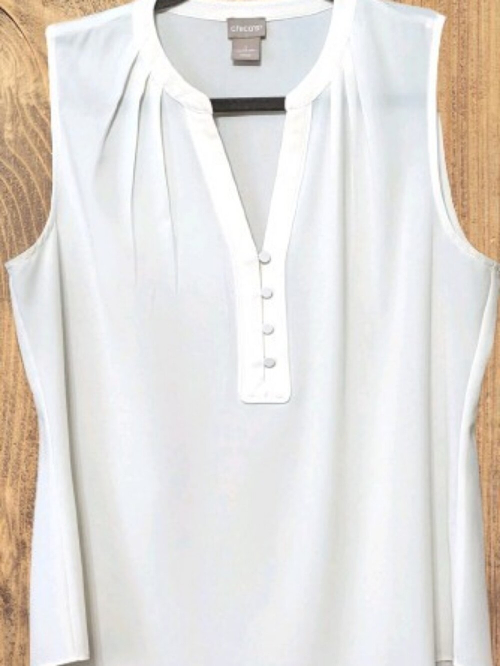Chico's Blouse Top Creamy Ivory V Neck Semi Sheer Slvls Career 1 M Non Wrinkle